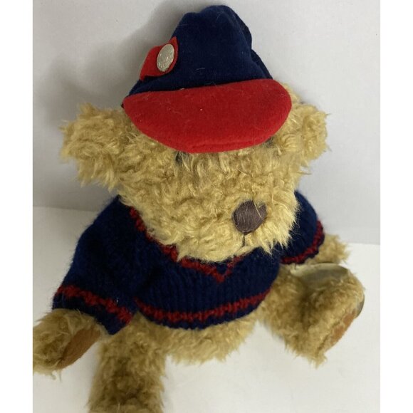 Vtg 1996Pickford Brass Button Bears TULLY Sweater Hat Cap Tousled Moveable Limbs - Picture 2 of 13